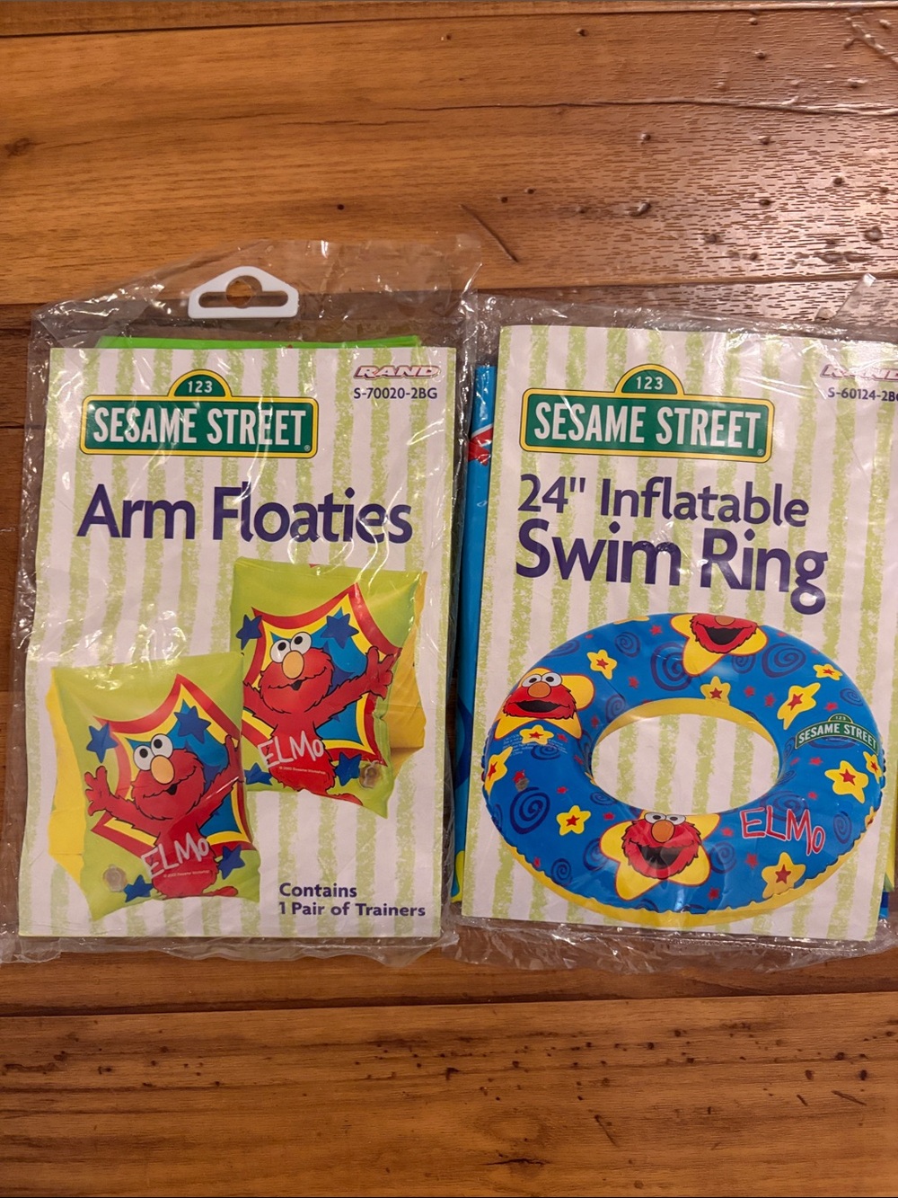 Sesame Street Vintage Elmo Yellow Arm Floaties & Blue 24" Swim Ring NWT